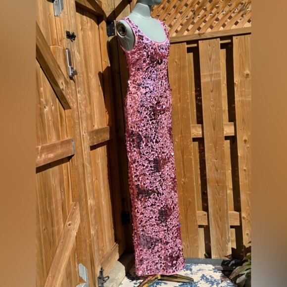 🆕 SIMKHAI 🧿 NWOT Bex Sequined Embellished Maxi Dress, Sorbet Pink- Sz US 0 - Picture 4 of 16